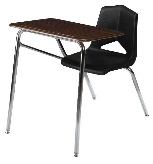 DESK - CLASSROOM SELECT - ROYAL SEATING 1400 4-LEG COMBO - 18 X 24 IN - LAMINATE - T-MOLD - CHROME - SPECIFY SEAT AND BACK COLOR - SPECIFY TOP COLOR - SPECIFY EDGE COLOR