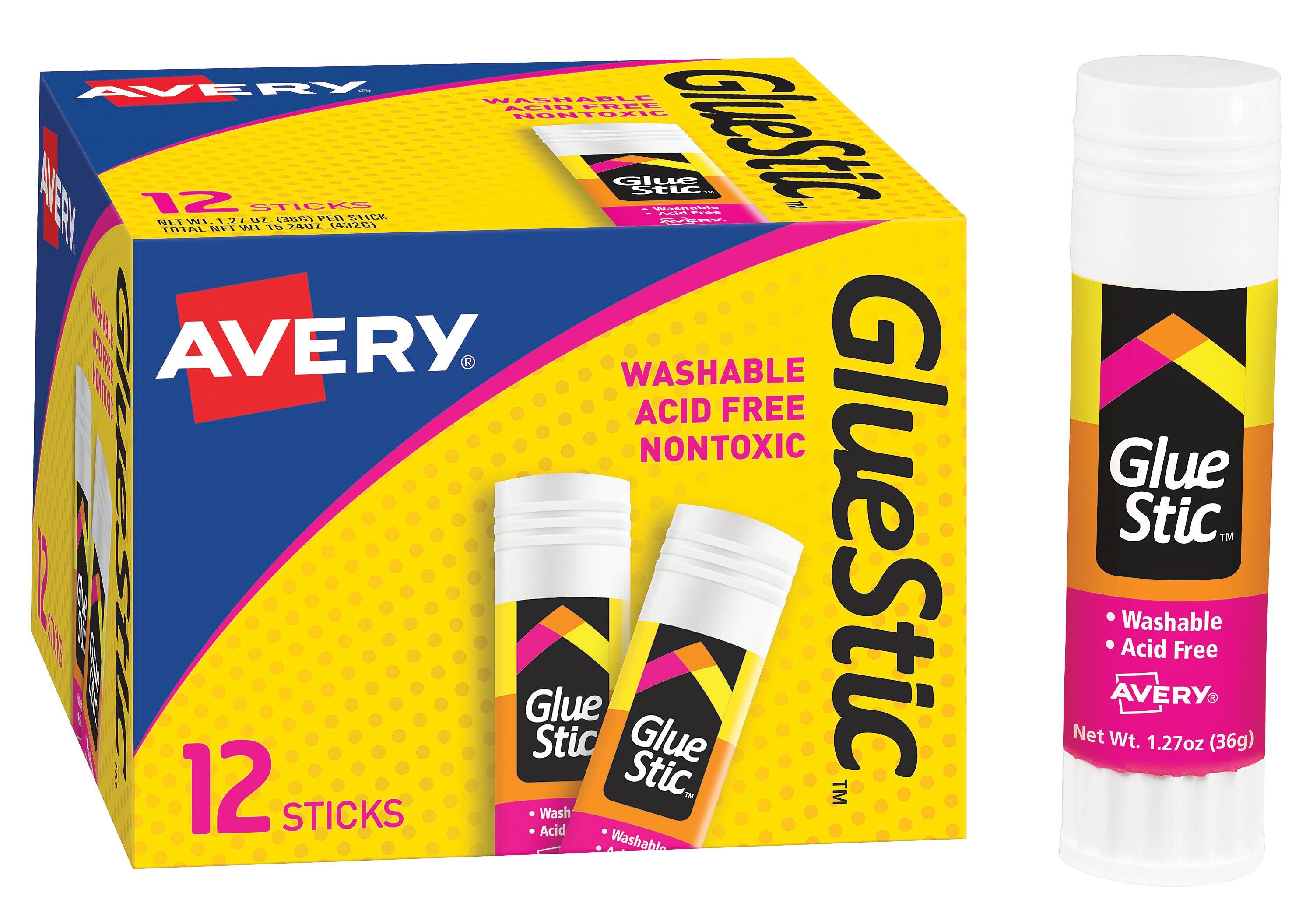 GLUE STIC PERMANENT AVERY 0.26 OZ WHITE PK OF 12