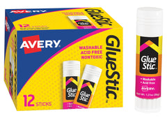 GLUE STIC PERMANENT AVERY 0.26 OZ WHITE PK OF 12