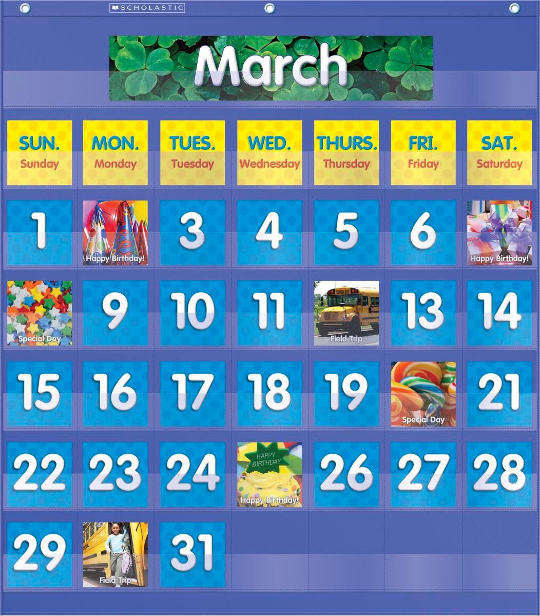 POCKET CHART MONTHLY CALENDAR
