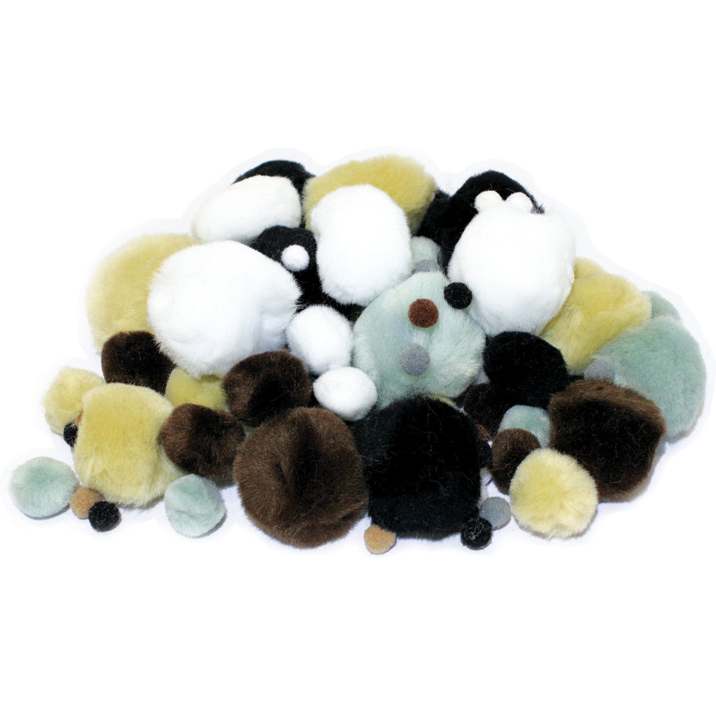 Pom Poms Assorted Animal Cols Pk100