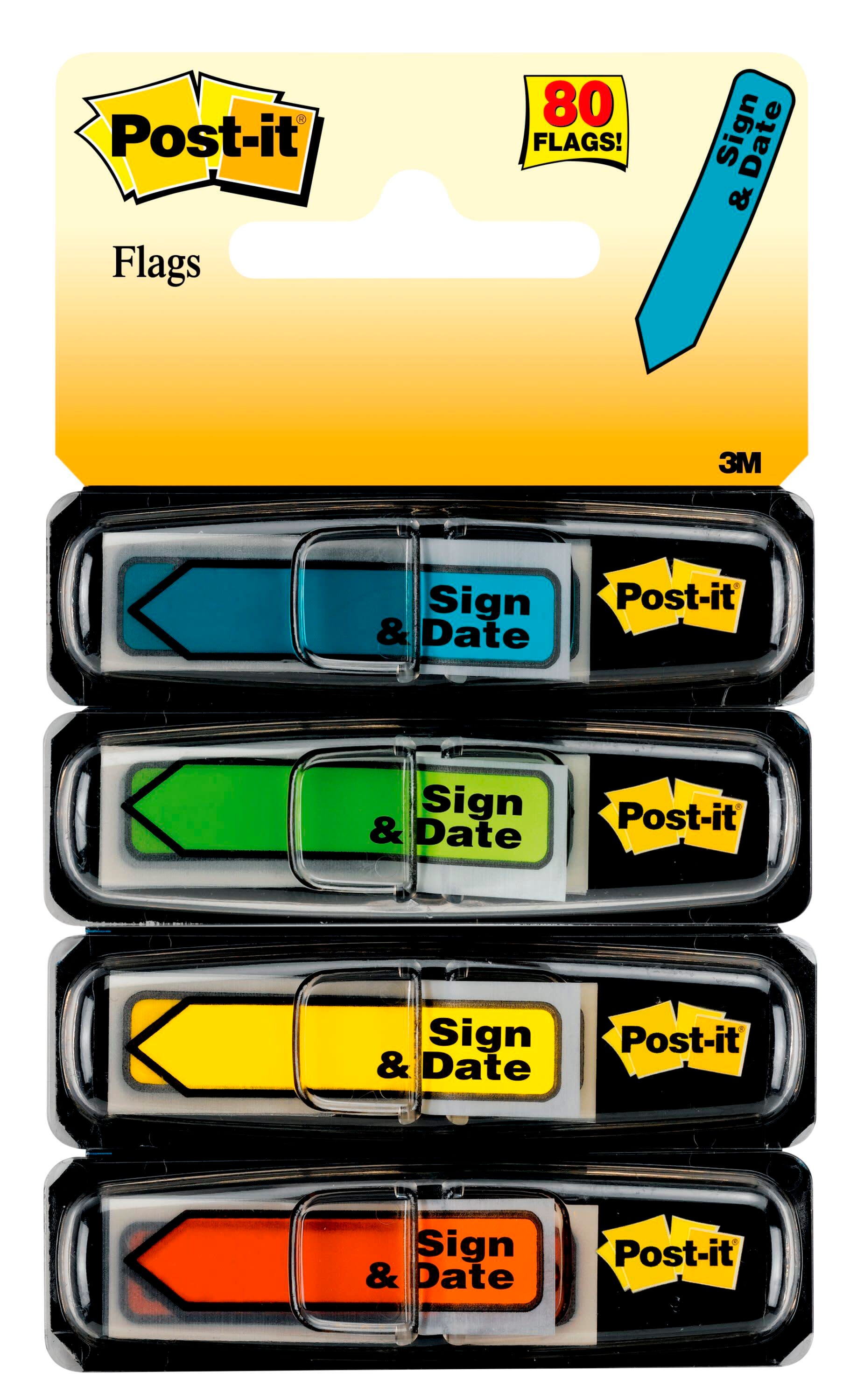 FLAGS MESSAGE SIGN/DATE ASSORTED COLORS PACK OF 80