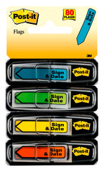 FLAGS MESSAGE SIGN/DATE ASSORTED COLORS PACK OF 80