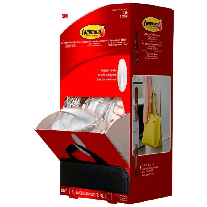 HOOK MEDIUM WHITE W/ADHSV STRIP TRIAL PK 1 HOOK 1 STRIP PACK OF 50