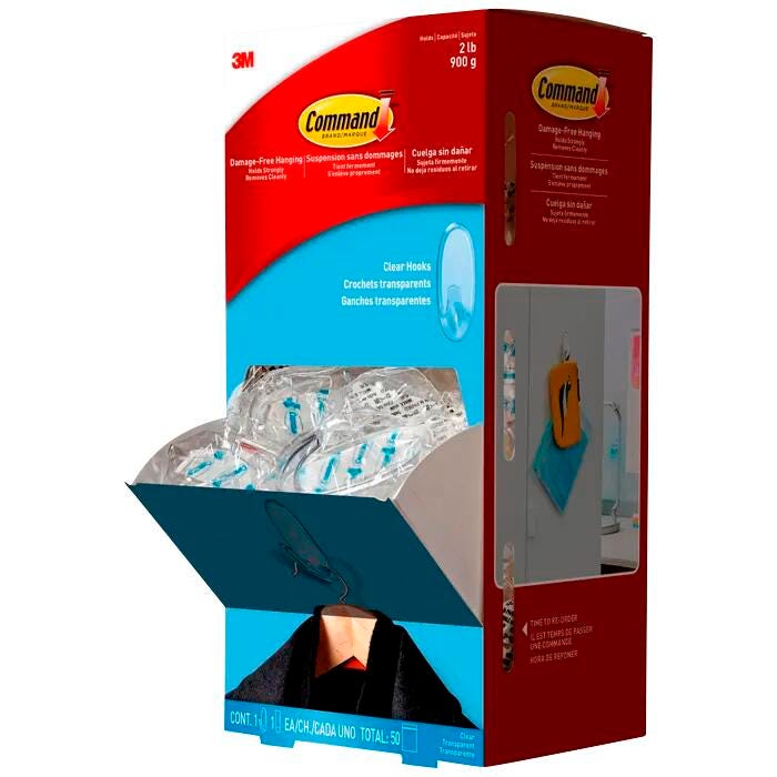 HOOK MEDIUM CLR W/ADHSV STRIP TRIAL PK 1 HOOK 1 STRIP PACK OF 50