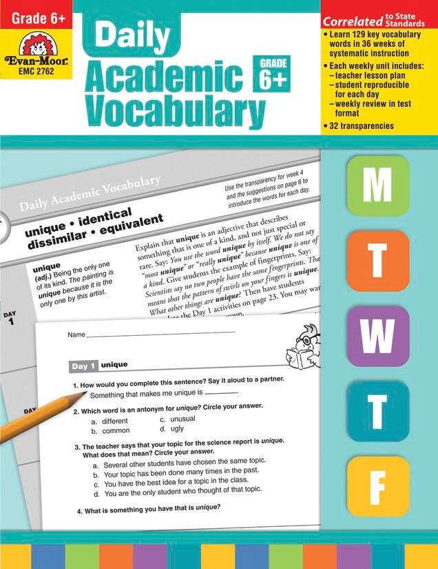 WORKBOOK - DAILY ACADEMIC VOCABULARY GRADE 6