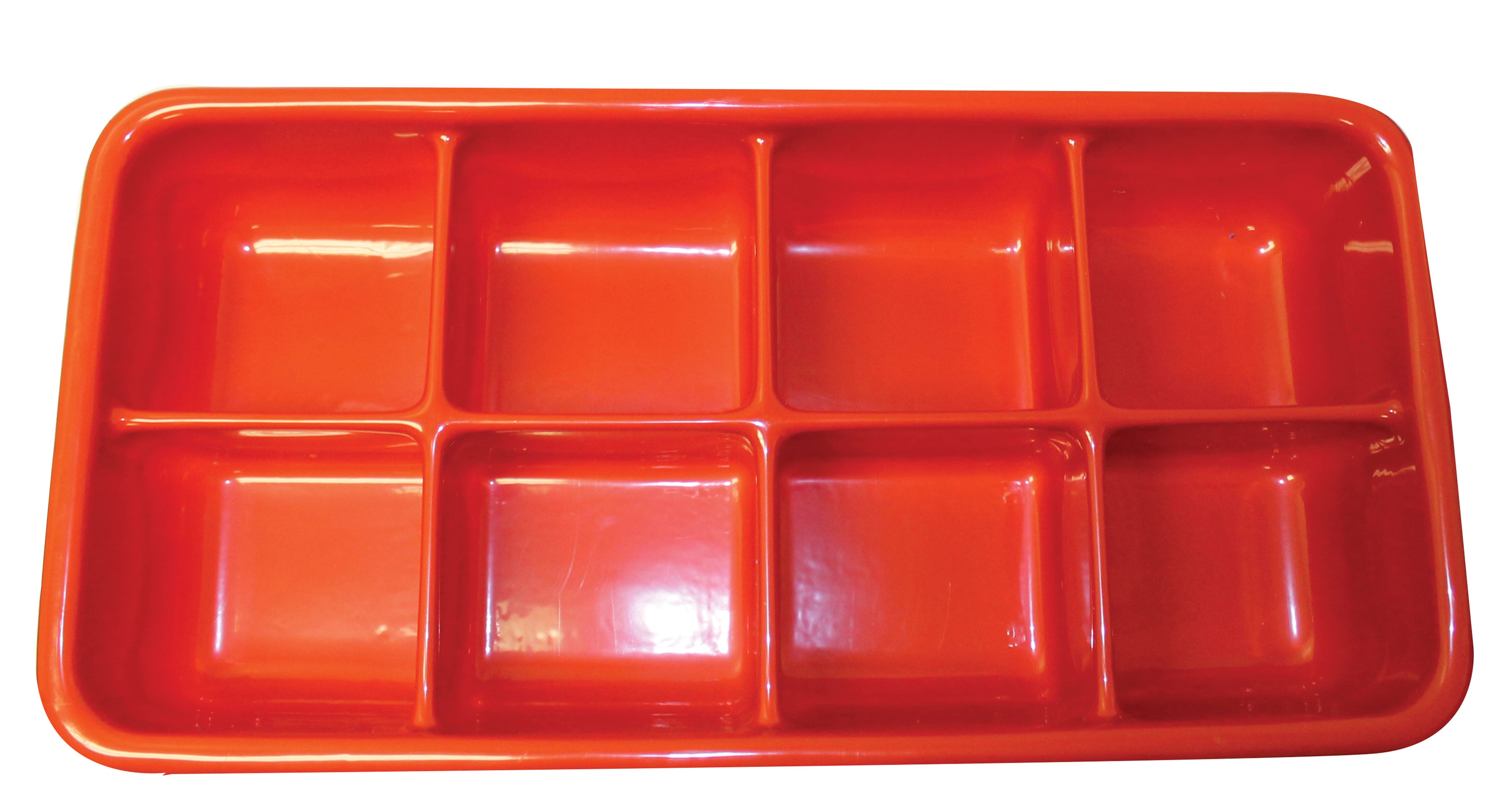TRAY 19 X 9-1/2 X 3-1/2 IN 8 COMPARTMENT RED