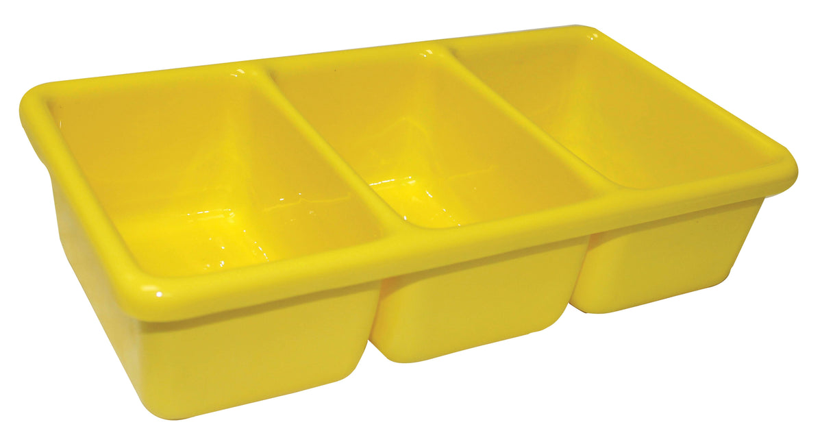 TRAY 10-1/2 X 5-1/2 X 2-1/2 IN 3 COMPARTMENT YELLOW