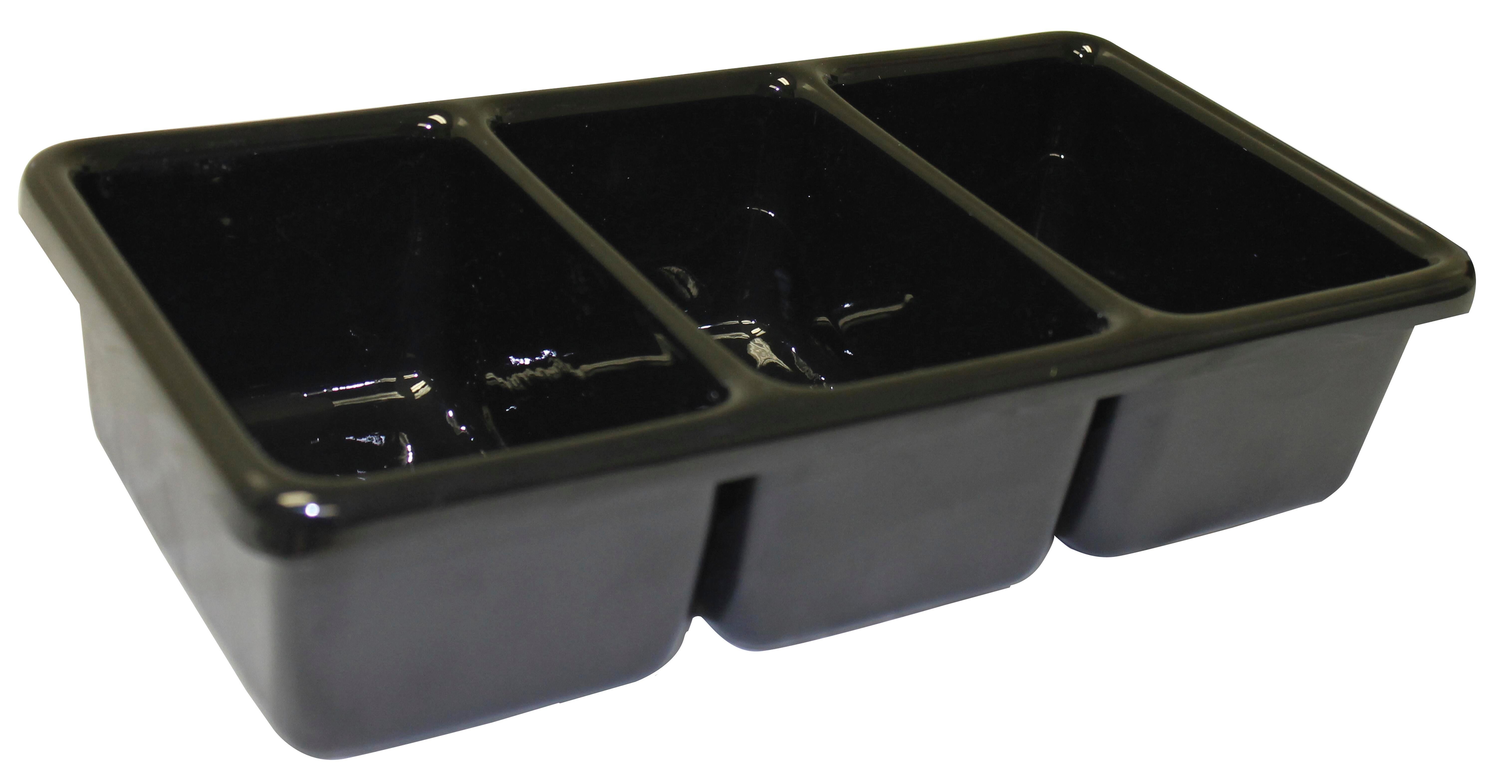 TRAY 10-1/2 X 5-1/2 X 2-1/2 IN 3 COMPARTMENT BLACK