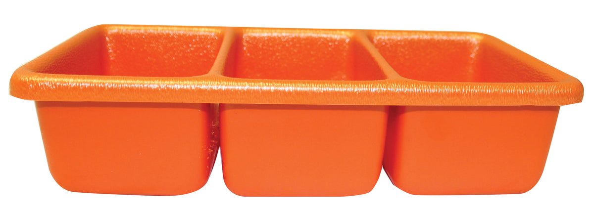 TRAY 10-1/2 X 5-1/2 X 2-1/2 IN 3 COMPARTMENT ORANGE