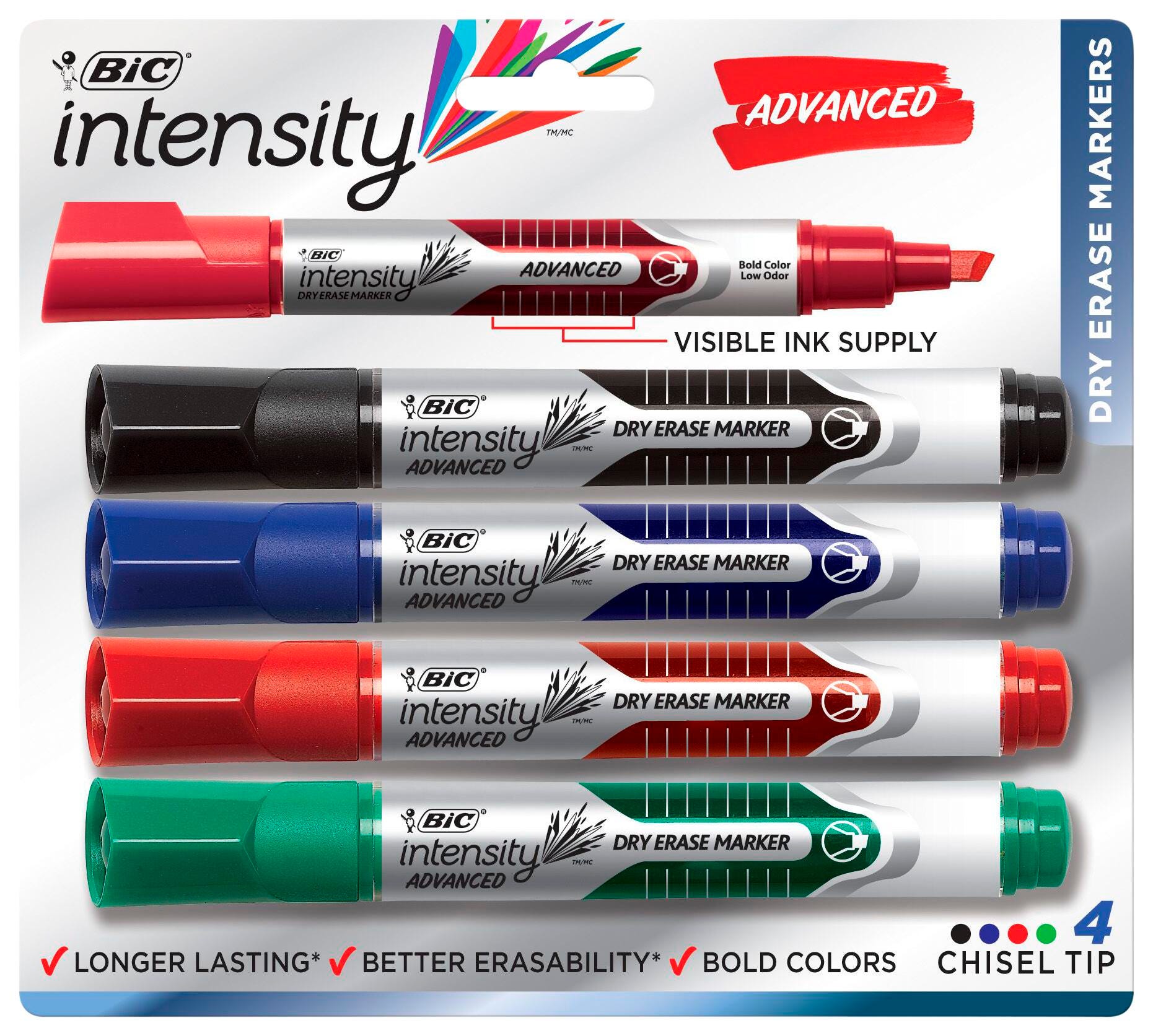 MARKER DRY ERASE ADVANCED CHISEL ASST SET OF 4