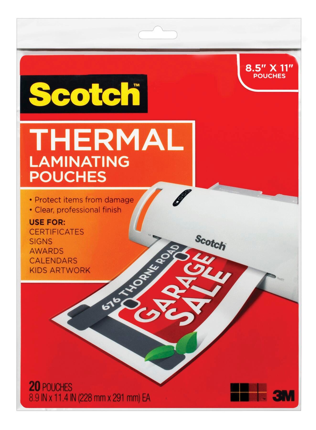 SCOTCH LAMINATING POUCH - 9 X 11-1/2 INCH - 3MIL - PACK OF 20