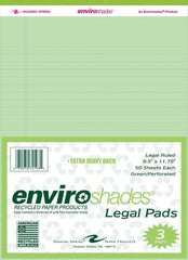 PAPER LEGAL PAD 8.5X11.75 GREEN 50 SHEETS PK OF 3