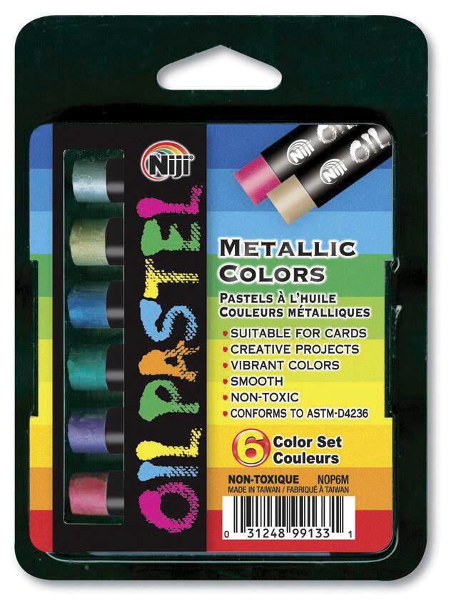 OIL PASTEL NIJI ASST METALLIC SET OF 6