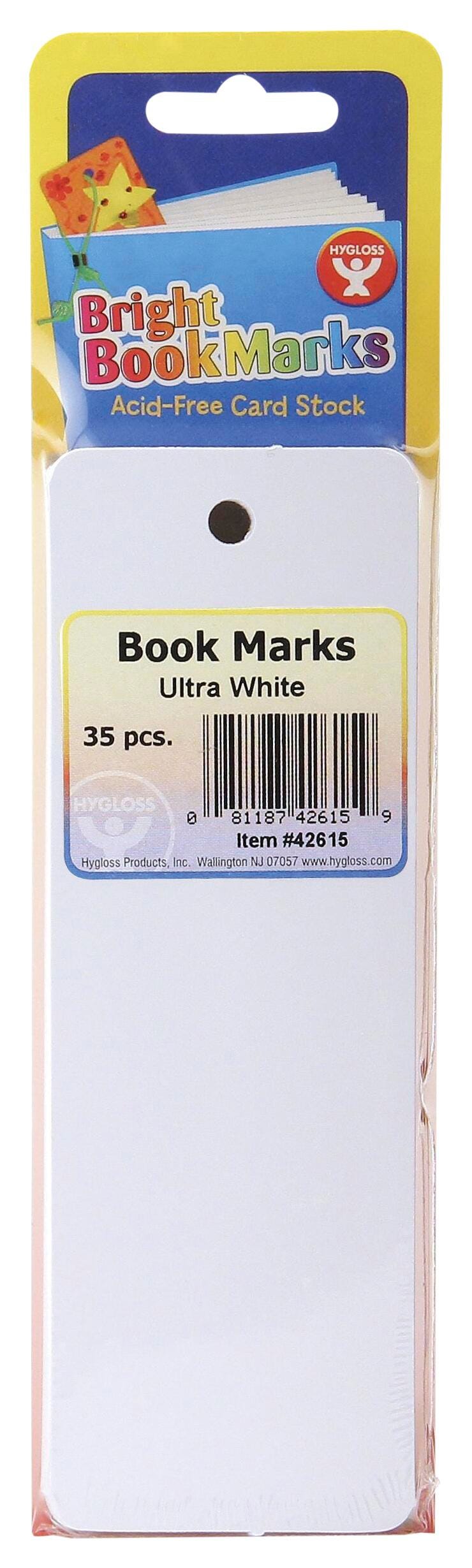 BOOKMARKS HYGLOSS BRIGHT ULTRA WHITE PACK OF 35