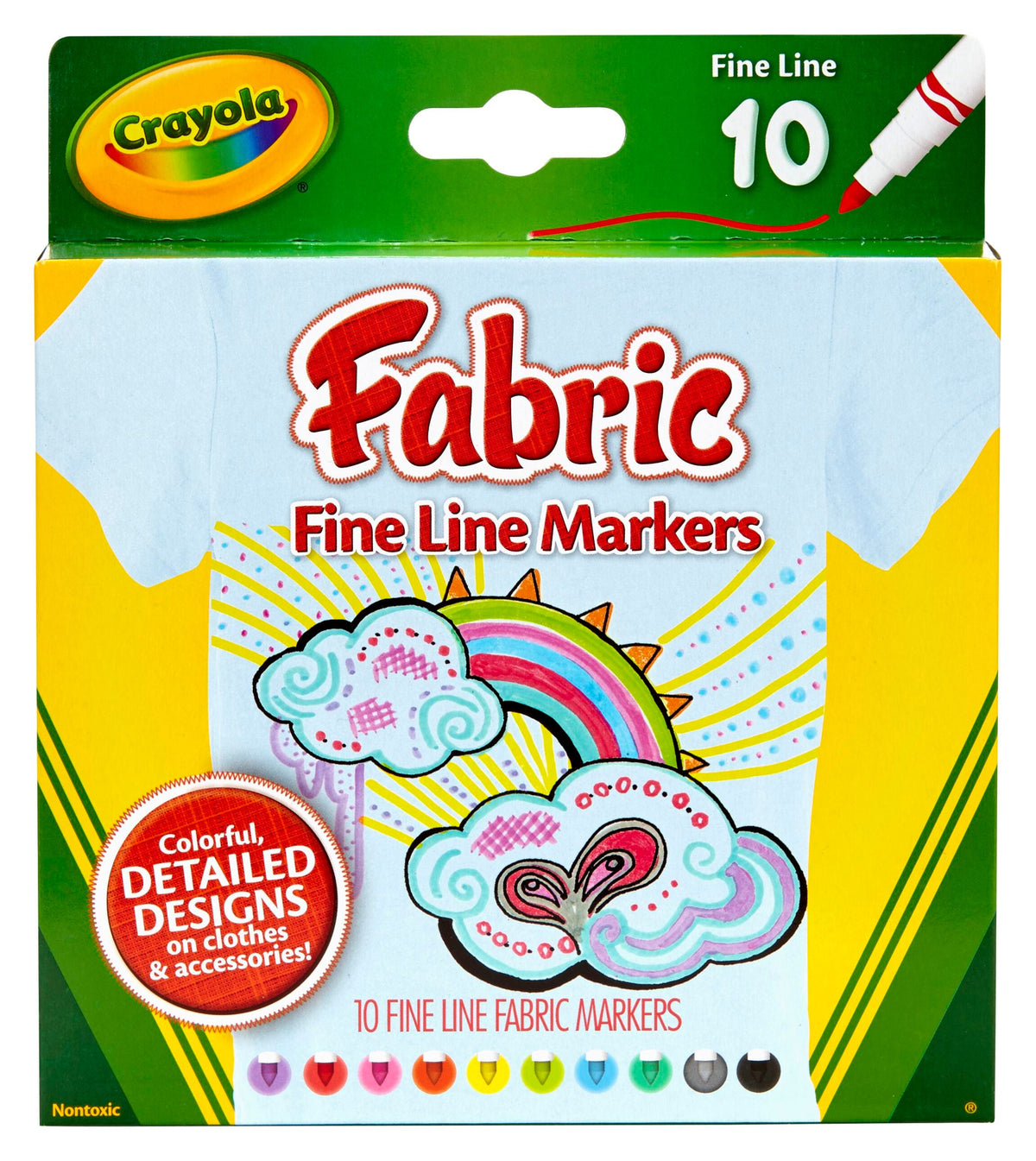 MARKERS CRAYOLA FABRIC FINELINE ASST COLORS SET OF 10