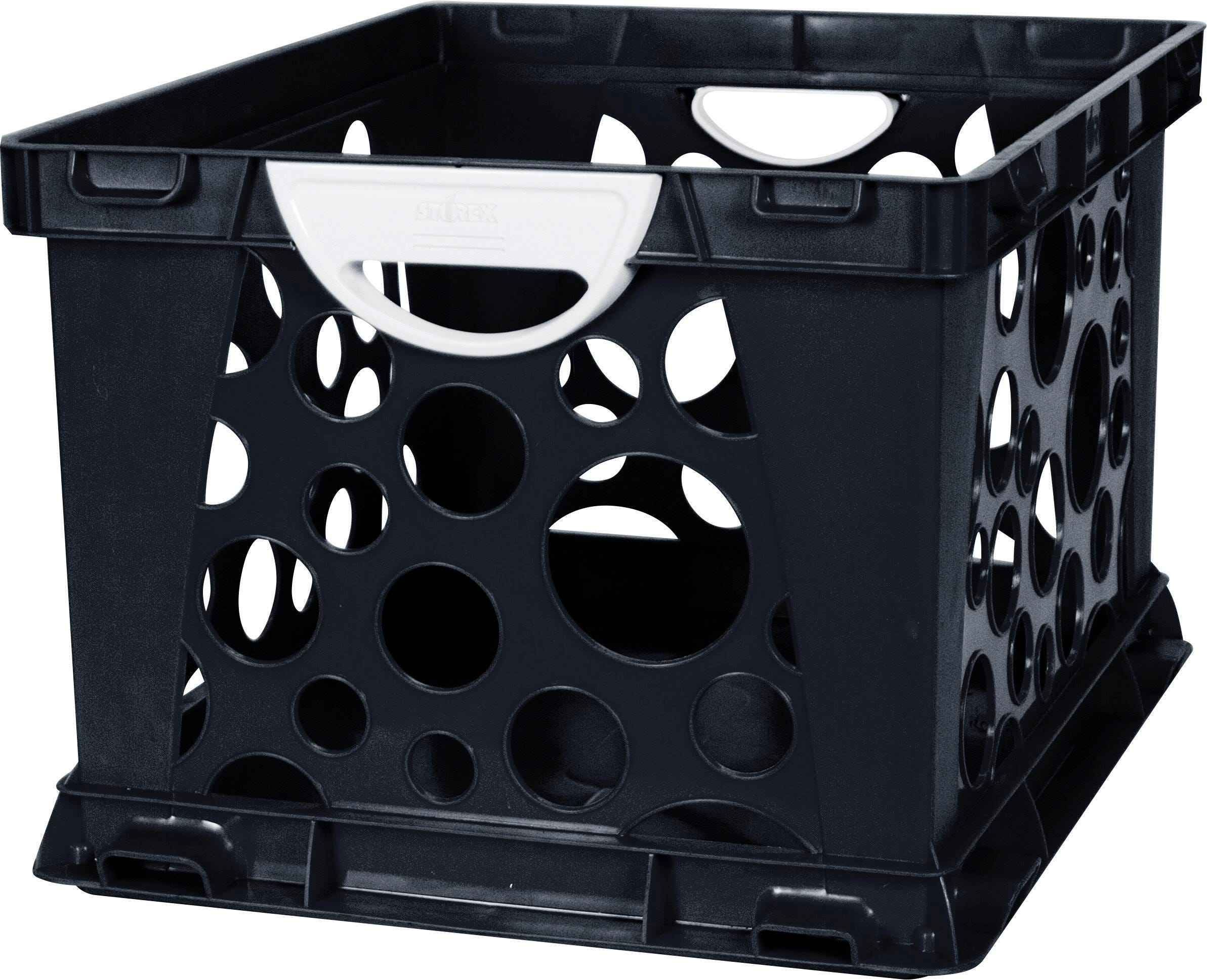 CONTAINER STORAGE STOREX LARGE CRATE W/HANDLES BLACK/WHITE