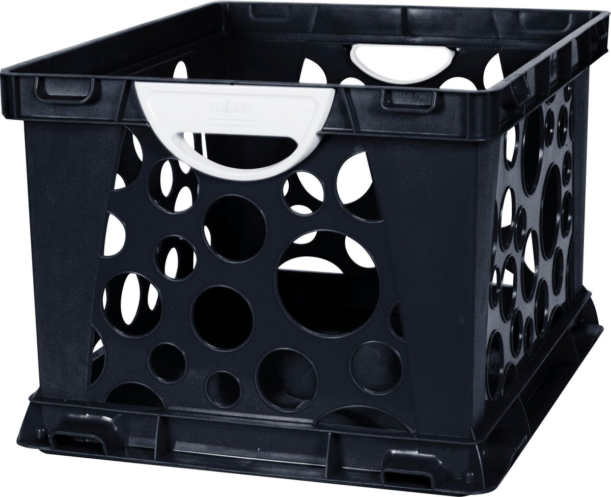 CONTAINER STORAGE STOREX LARGE CRATE W/HANDLES BLACK/WHITE