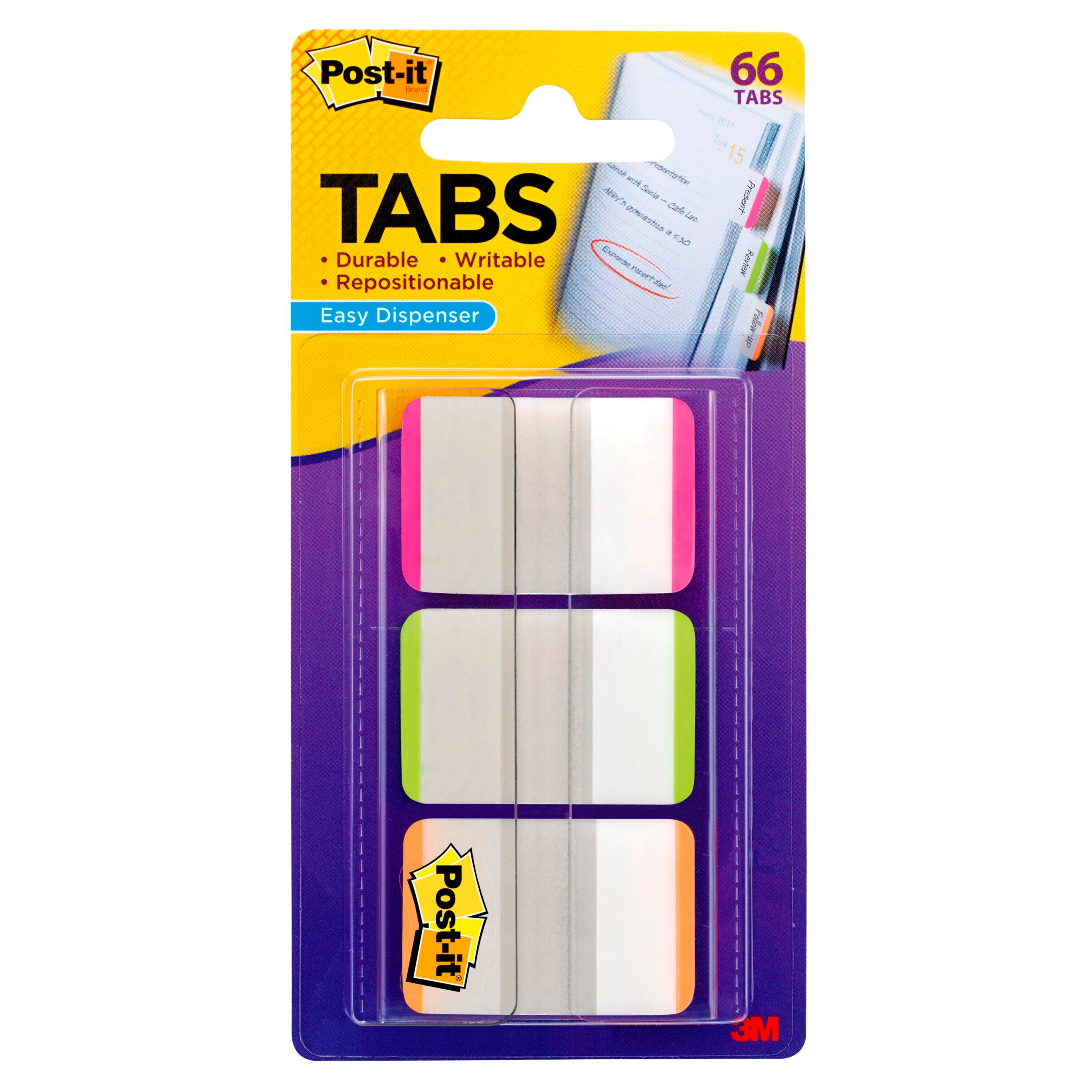 POST-IT DURABLE TABS REMOVABLE 1 X 1.5 ASST CLRS PACK OF 66