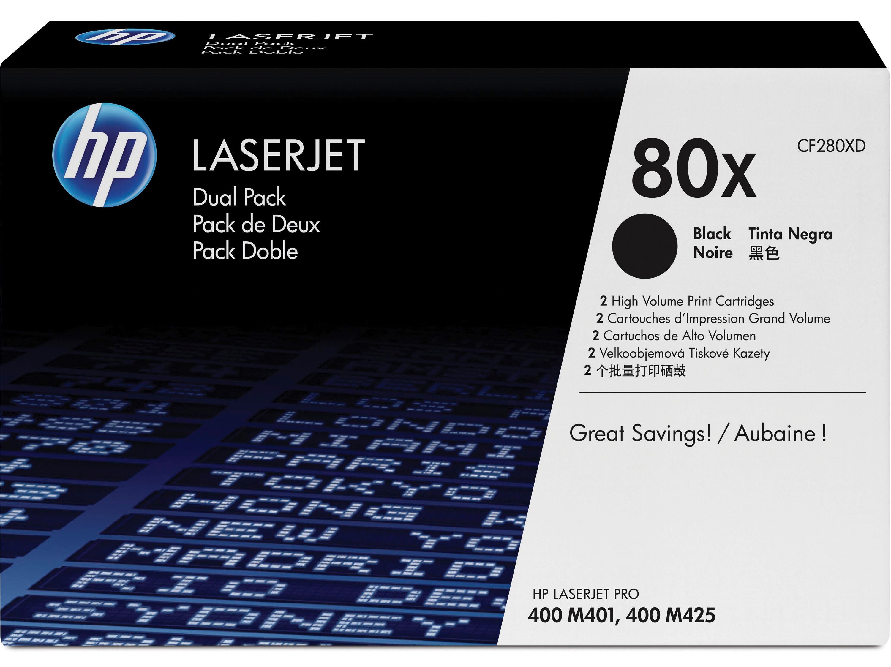 CARTRIDGE INK TONER HP HEWCF280XD BLACK PK OF 2