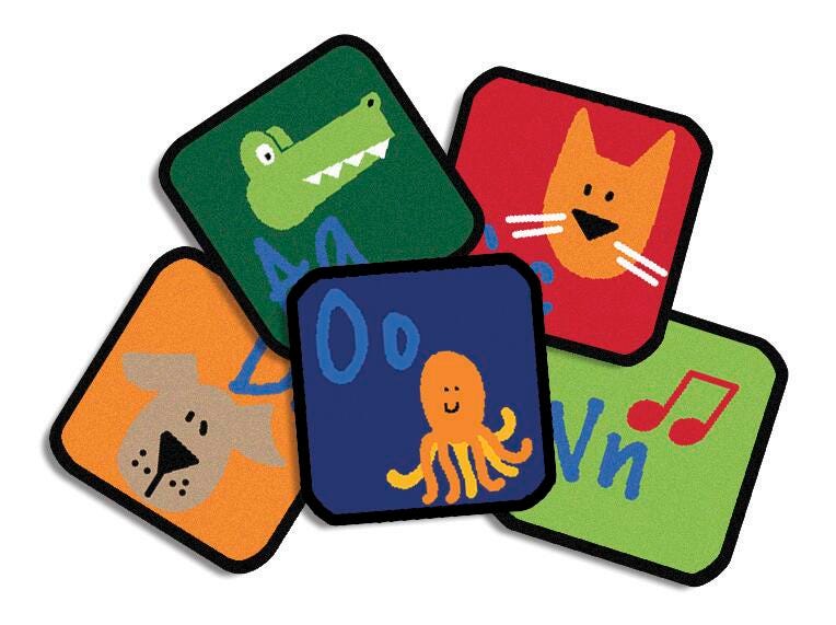 CARPETS FOR KIDS - KIDSVALUE PLUS LEARNING BLOCKS - 12-INCH SQUARES - SET OF 26 - PRIMARY