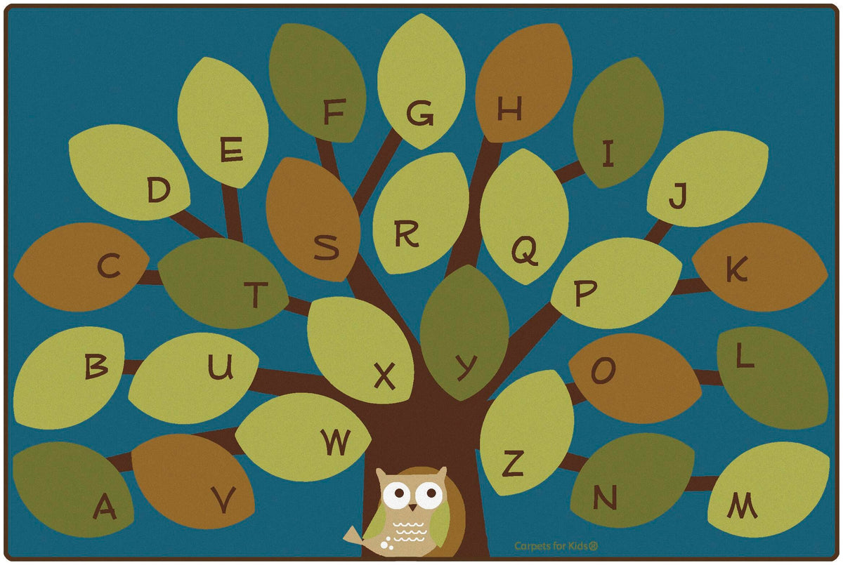 CARPETS FOR KIDS - PREMIUM OWL-PHABET TREE - 6 FT X 9 FT - RECTANGLE