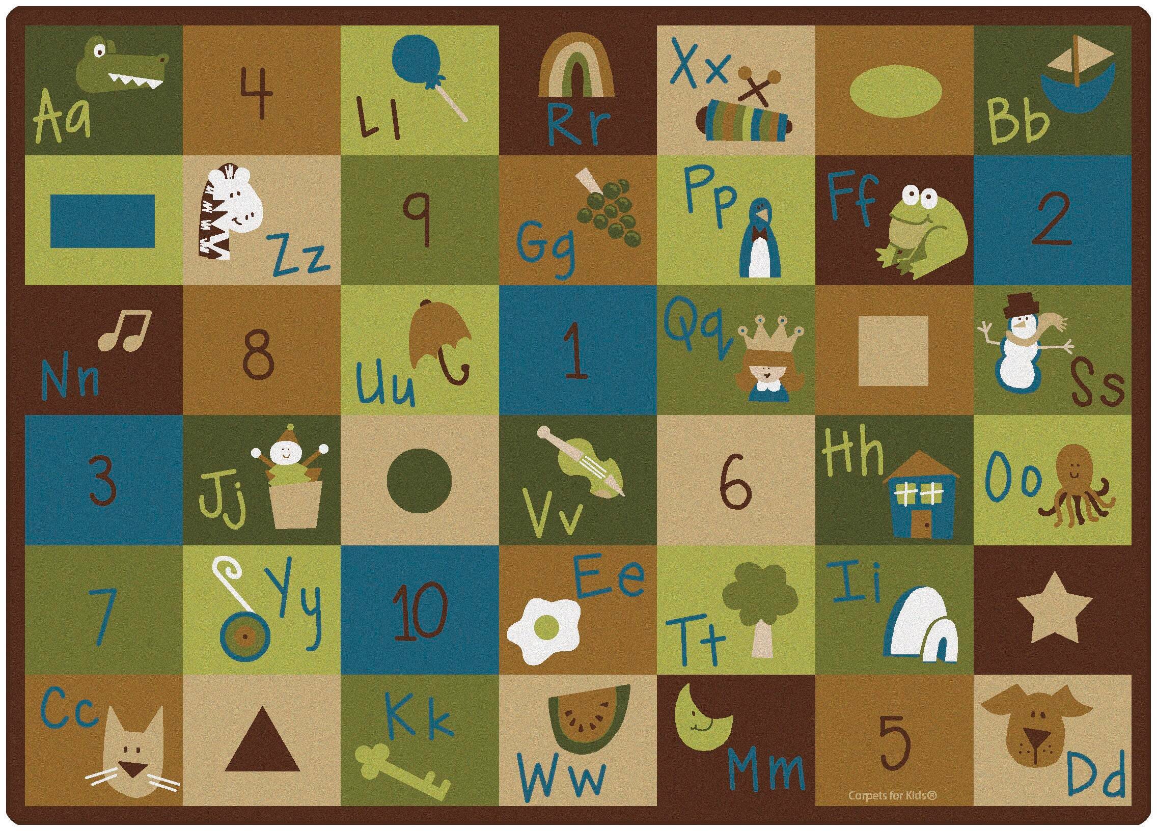 CARPETS FOR KIDS - PREMIUM LEARNING BLOCKS - 5 FT 10 IN X 8 FT 4 IN RECTANGLE - BROWN