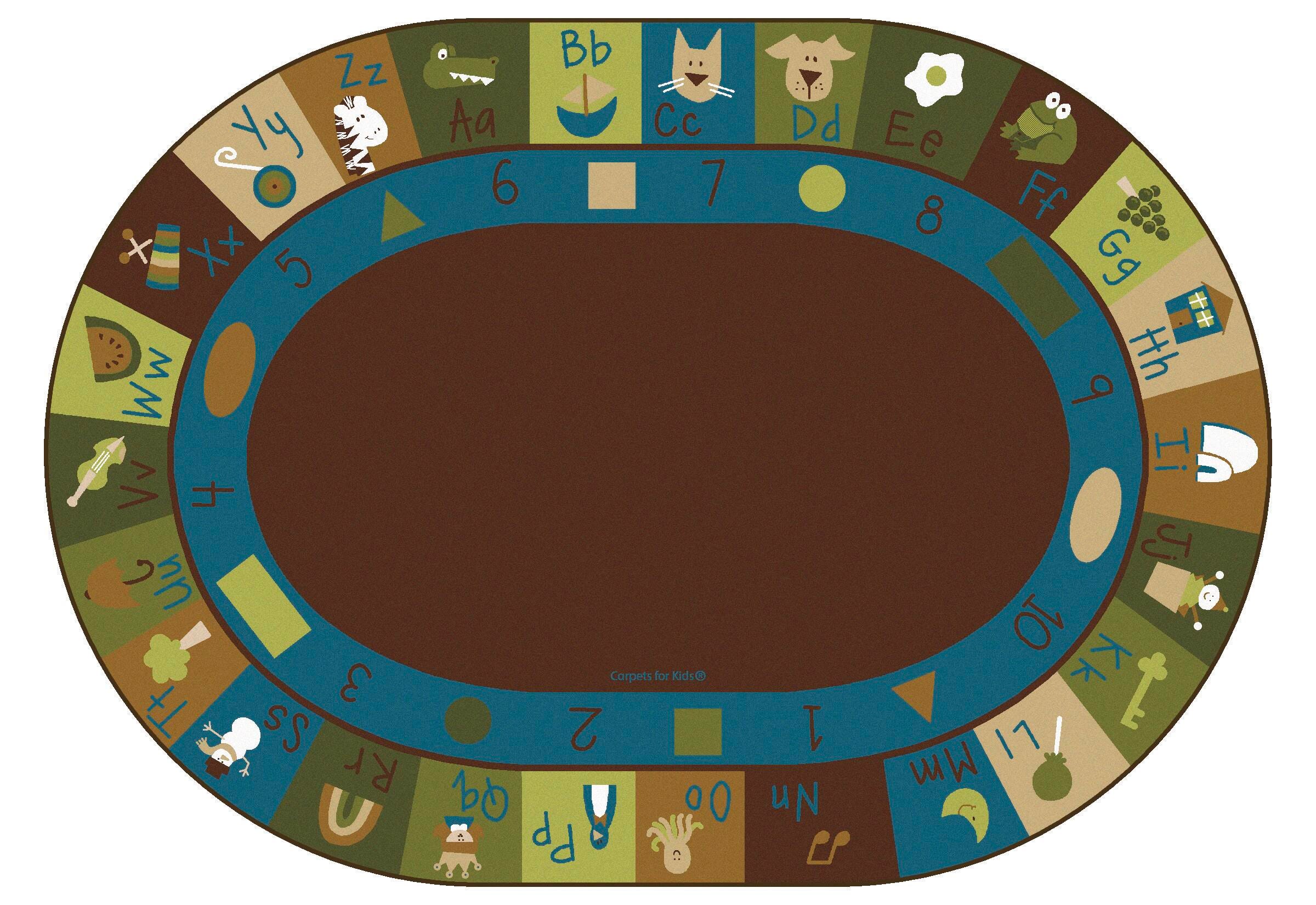 CARPETS FOR KIDS - PREMIUM LEARNING BLOCKS - 6 FT X 9 FT OVAL - BROWN