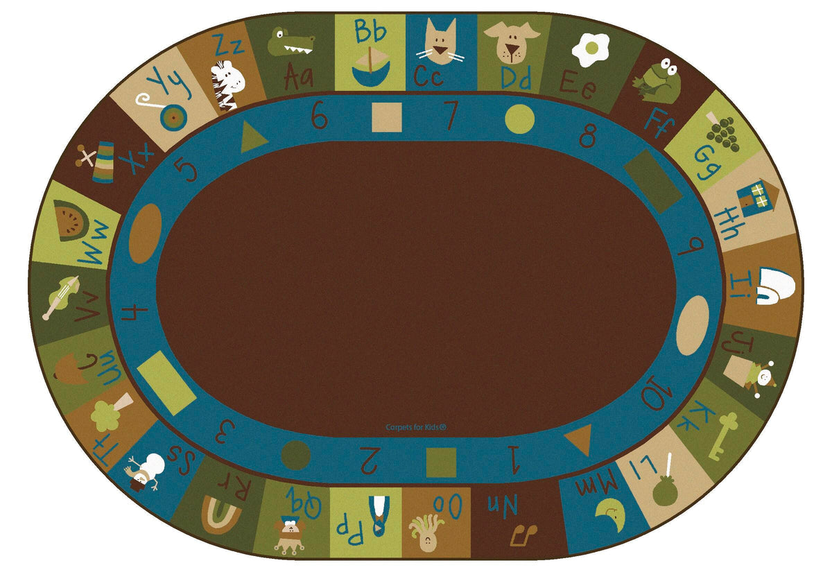 CARPETS FOR KIDS - PREMIUM LEARNING BLOCKS - 6 FT X 9 FT OVAL - BROWN