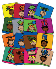 FLAGSHIP CARPETS - SCHOOL KIDS - SET OF 16 - 18-INCH SQUARES - PRIMARY COLOR