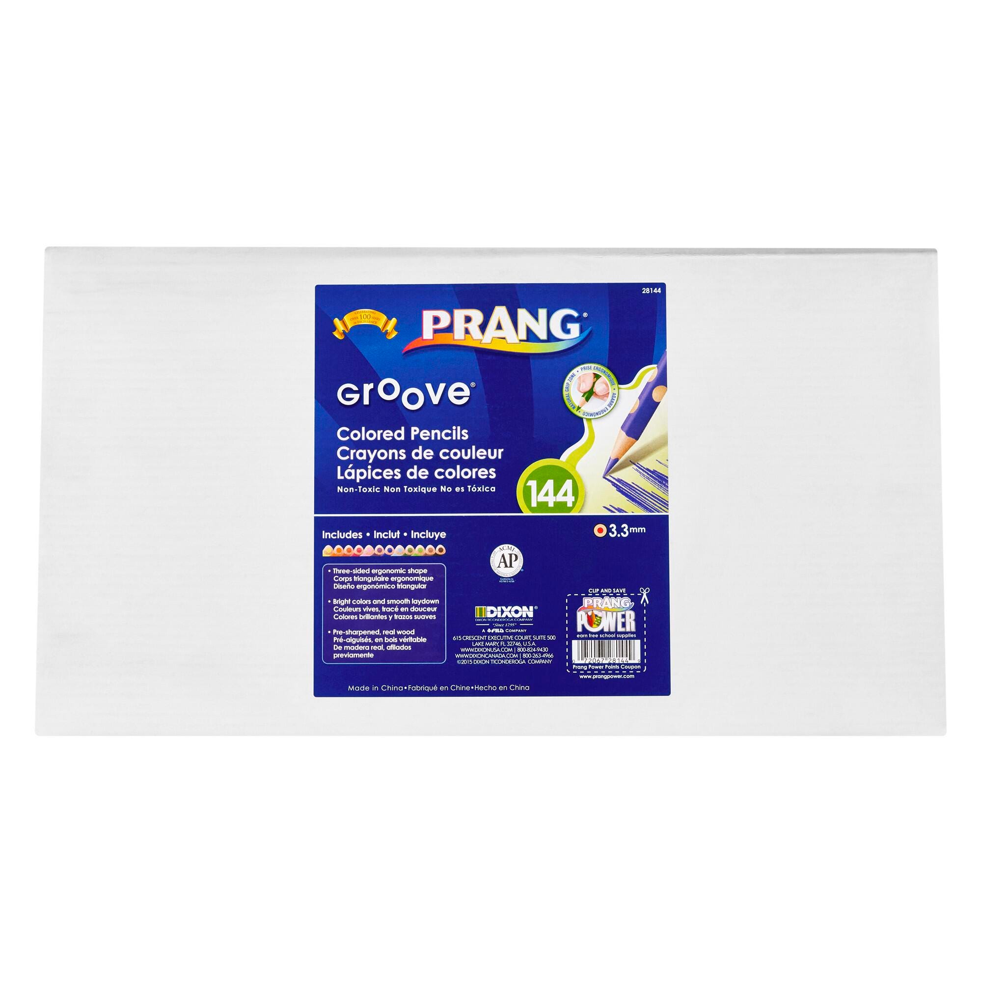 PENCILS COLORED PRANG TRIANG GROOVE CLASSROOM PACK 12-COLOR SET OF 144