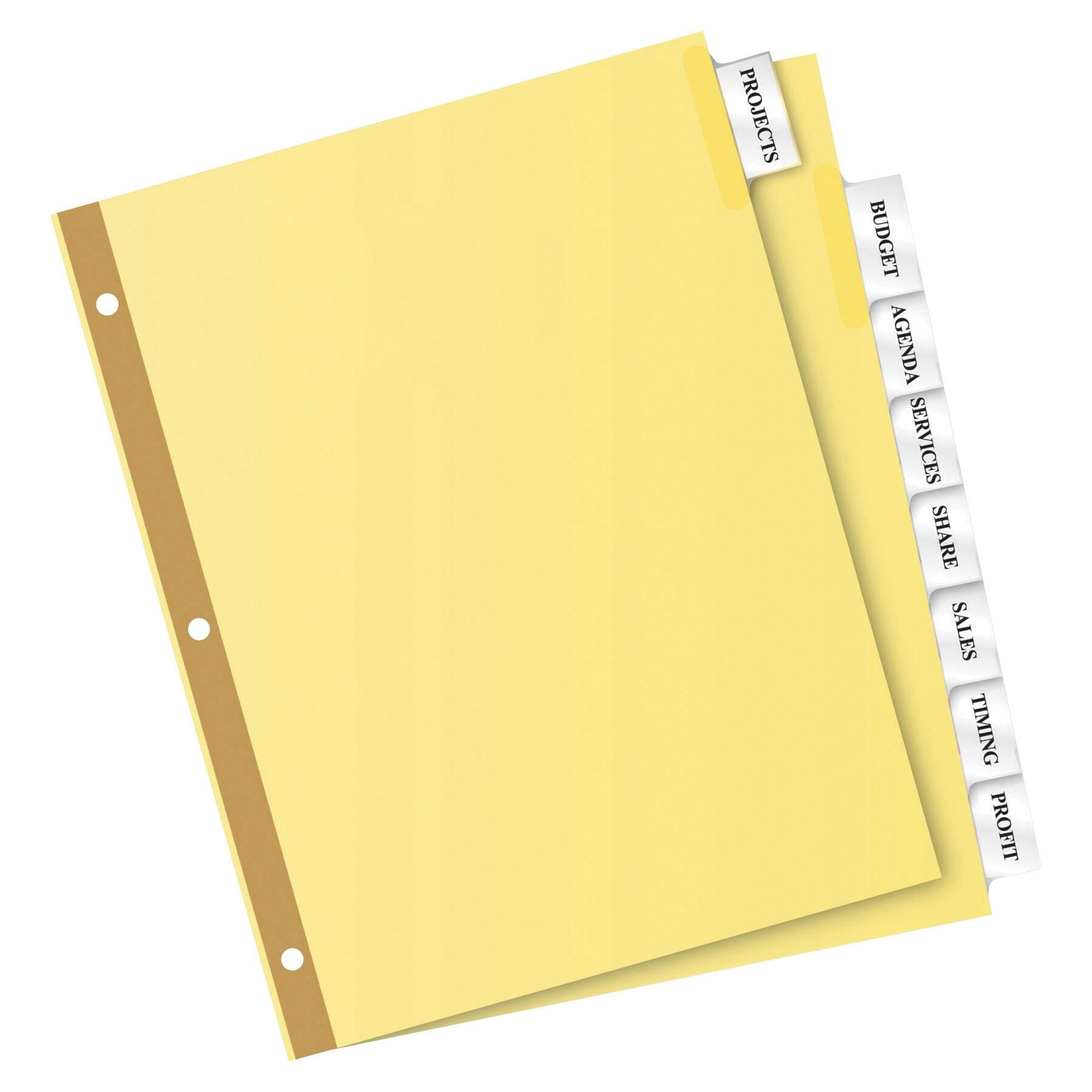 DIVIDER INSERT 8 TAB BUFF/CLEAR 24 SETS AVE11115