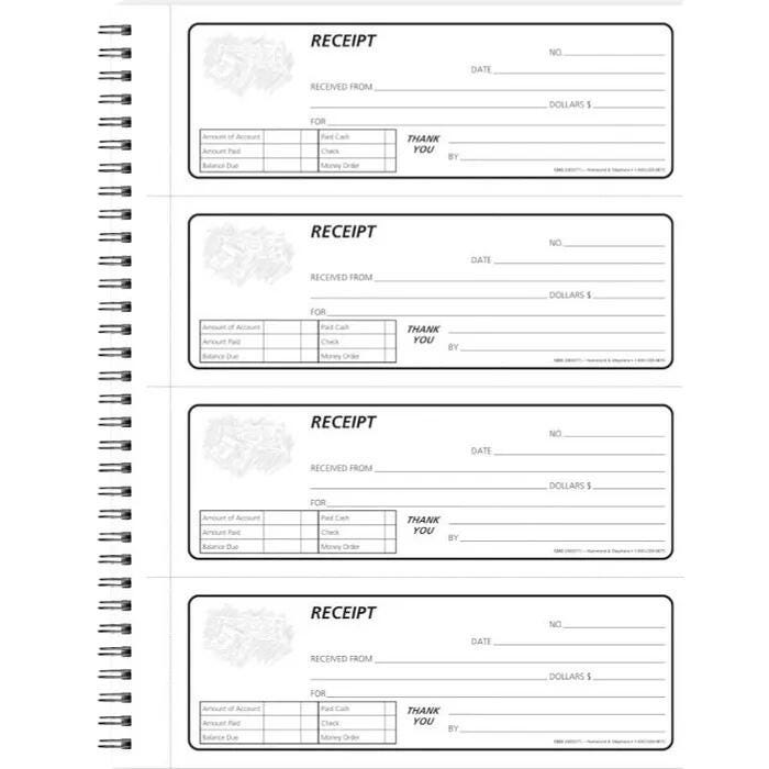 BOOK RCD KPG RECEIPT 240/BK MT 8 1/2X11 W/P CBLS 2PT 1242