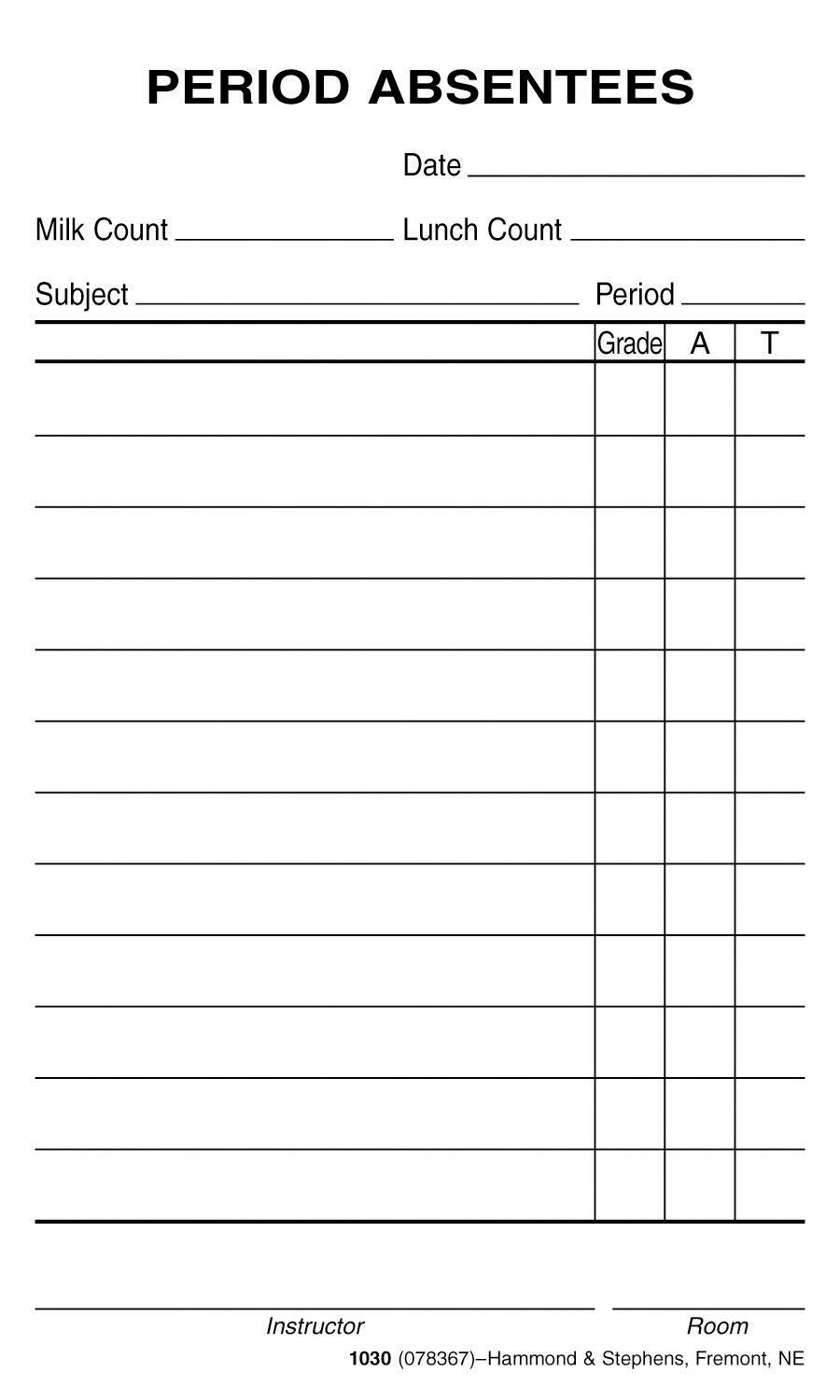 COMMUNICATION PERIOD ABSENT 1030-01-10 WHITE 3X5 PACK OF 10