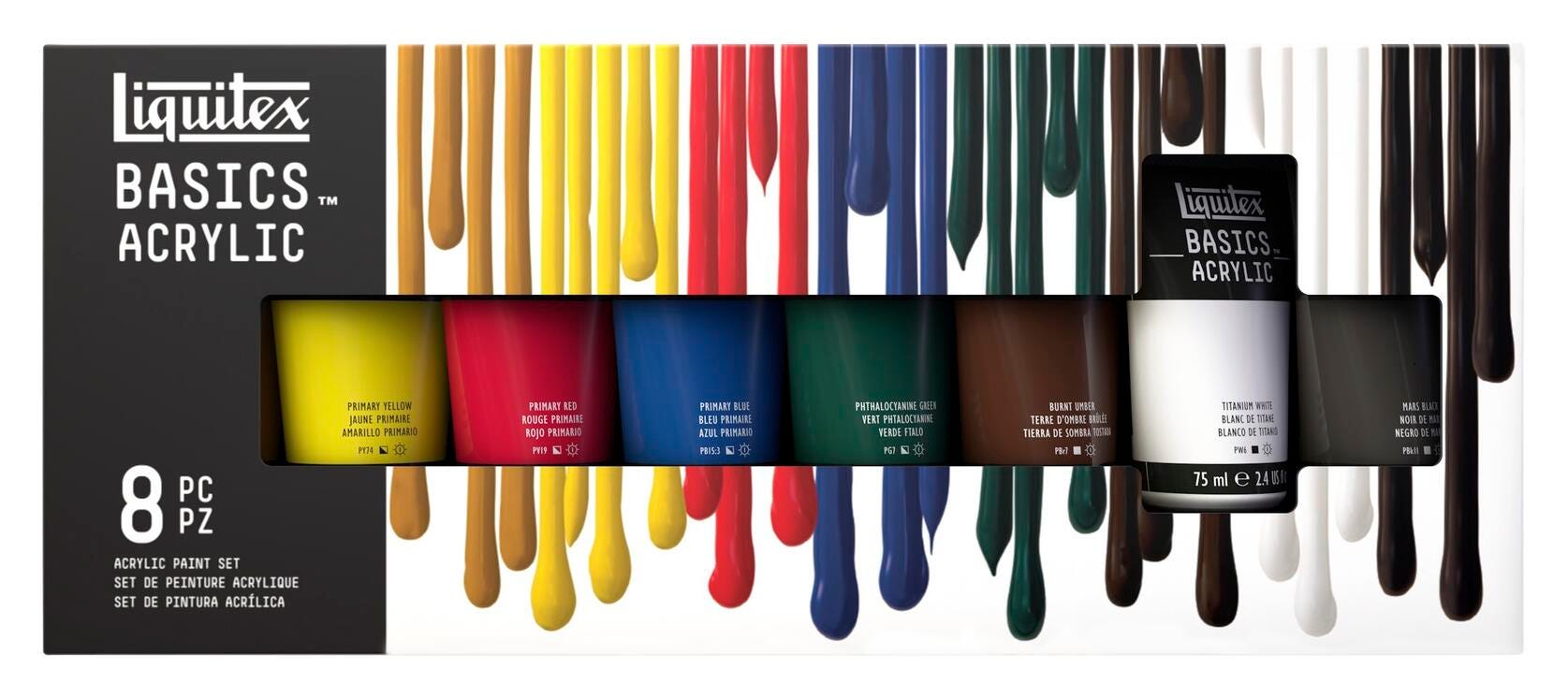 PAINT ACRYLIC LIQUITEX BASICS 2.53 OZ MIXING SET OF 8