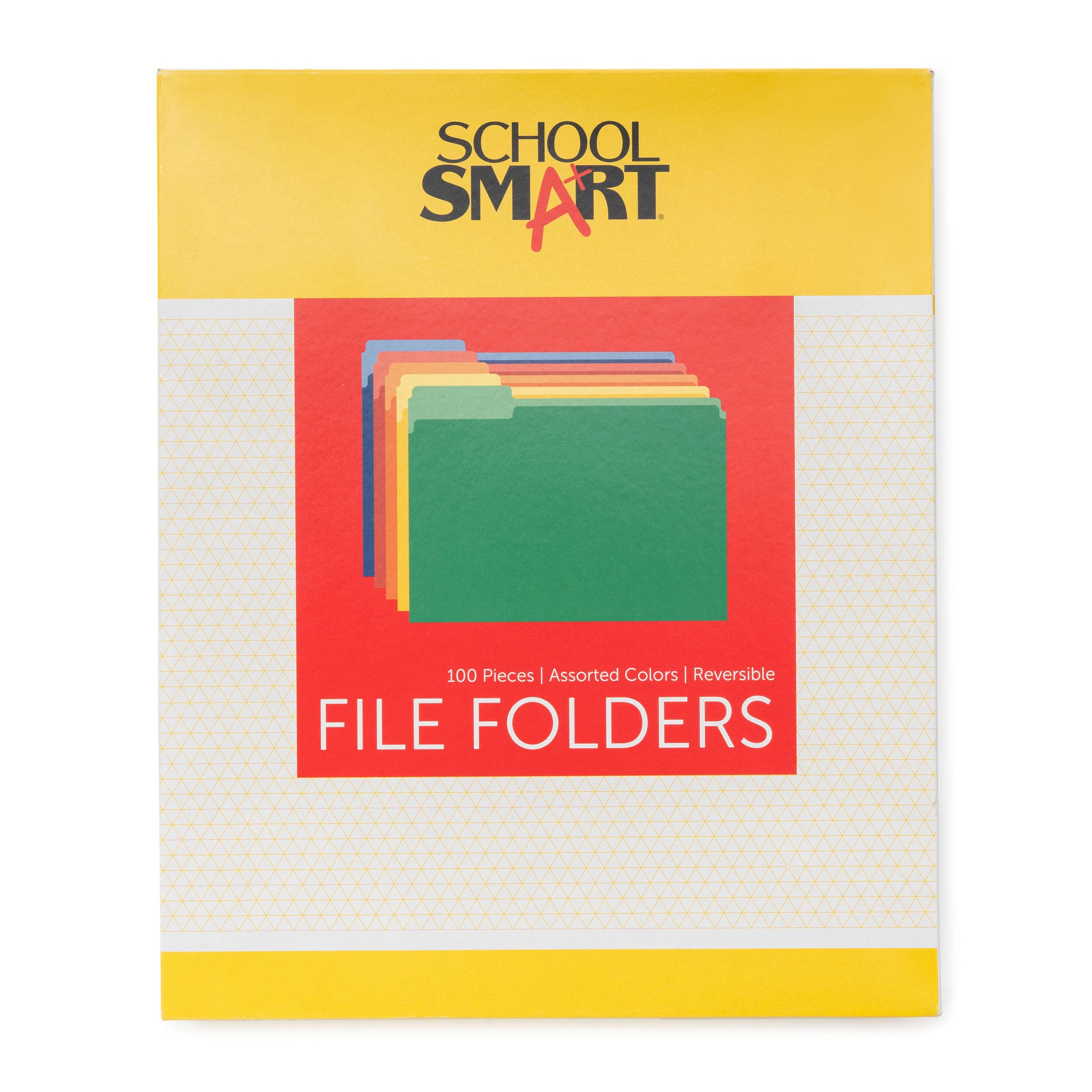 FILE FOLDER REVERSIBLE SCHOOL SMART LETTER 1/3 CUT ASST PK OF 100
