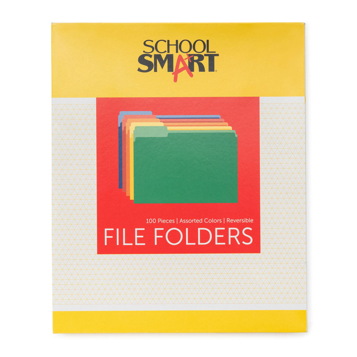 FILE FOLDER REVERSIBLE SCHOOL SMART LETTER 1/3 CUT ASST PK OF 100