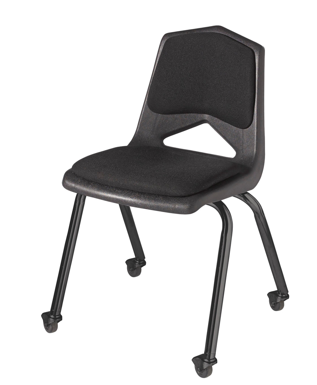 CHAIR - CLASSROOM SELECT - ROYAL SEATING 1100 4-LEG CHAIR - PADDED SEAT AND BACK - 18 IN - SPECIFY SEAT AND BACK COLOR - SPECIFY FABRIC COLOR - BLACK - CASTER