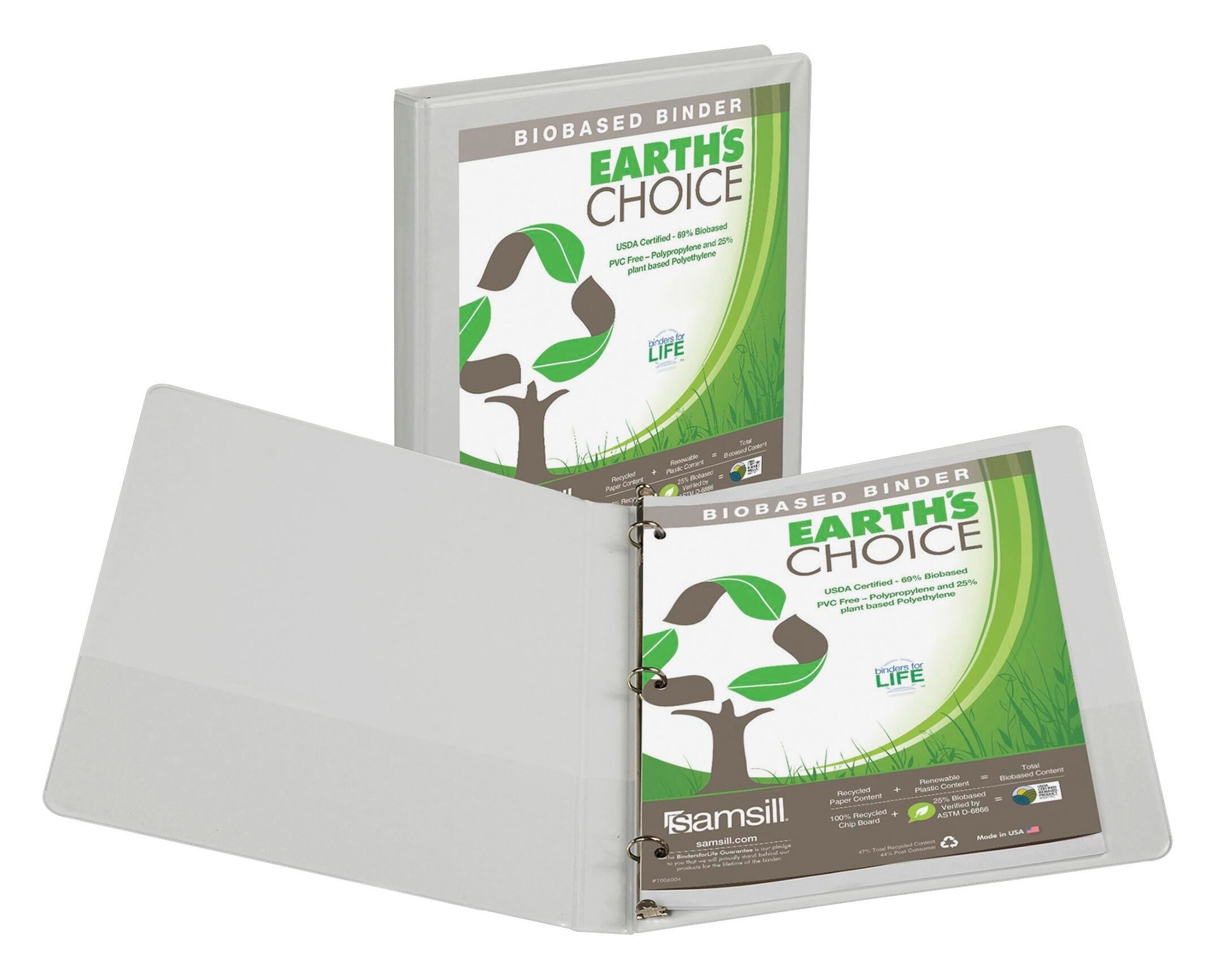BINDER EARTHS CHOICE BIODEGRADABLE R RING WHITE 0.5 IN SAM18917