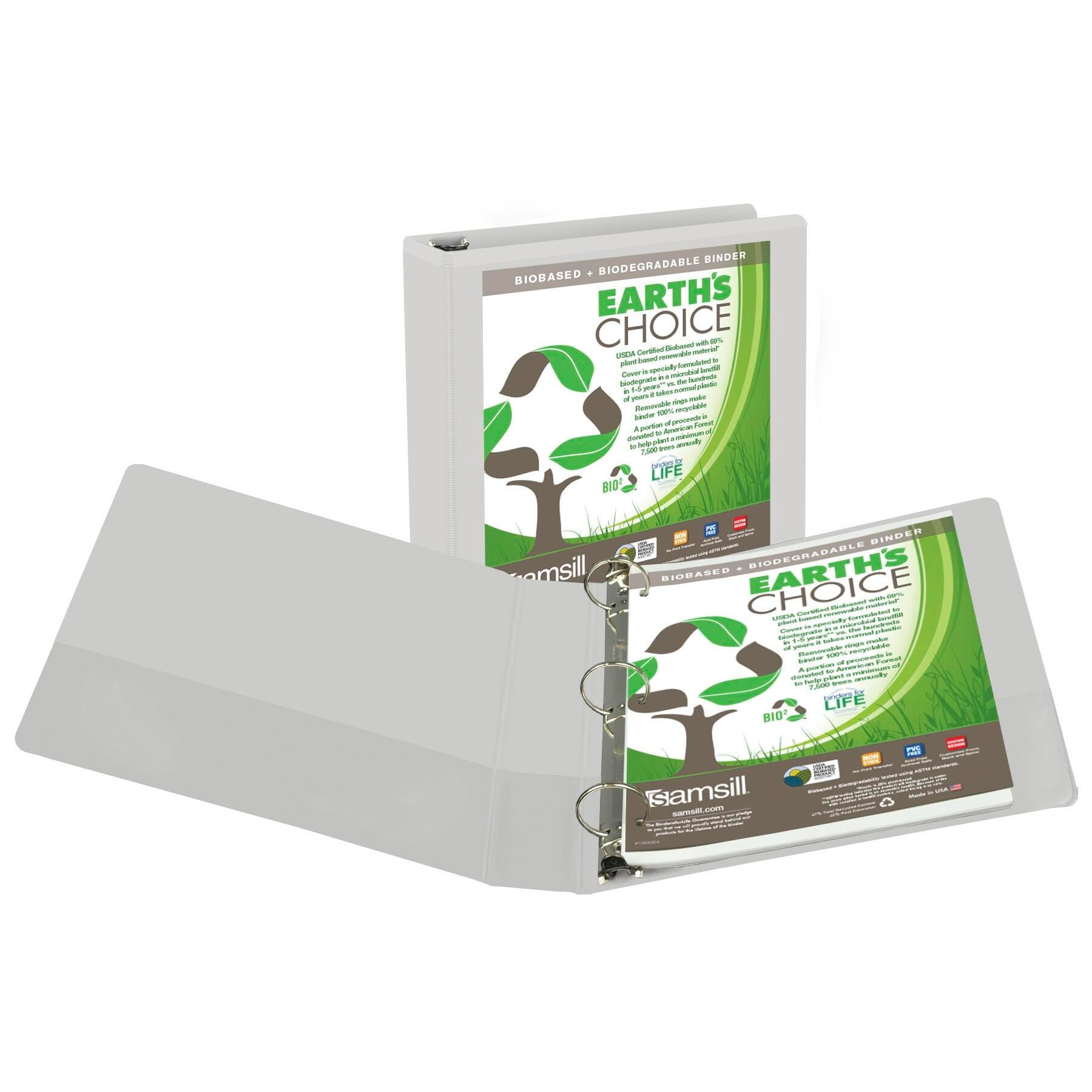 BINDER EARTHS CHOICE BIODEGRADABLE R RING WHITE 1.5 IN SAM18957