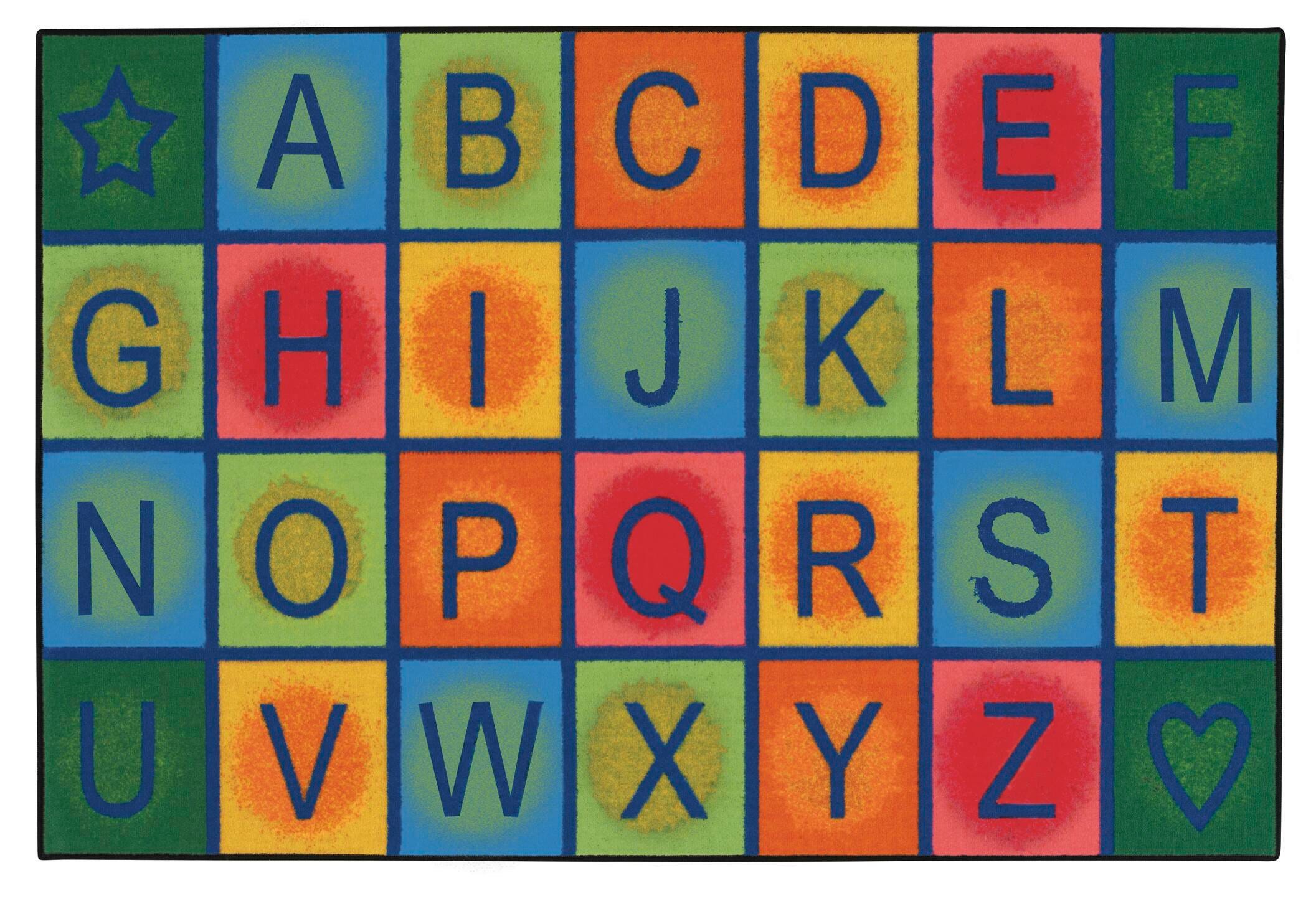 CARPETS FOR KIDS - KIDSVALUE SIMPLE ALPHABET BLOCKS - 3 FT X 4 FT 6 IN RECTANGLE