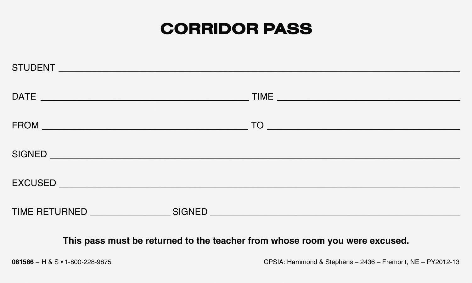 PAD COMMUNICATION CORRIDOR PASS 3X5 IN- PACK OF 10