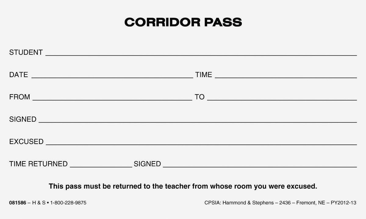 PAD COMMUNICATION CORRIDOR PASS 3X5 IN- PACK OF 10