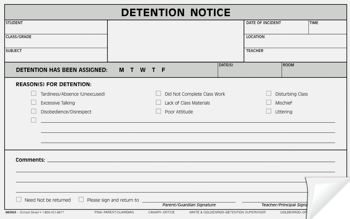 FORM COMMUNICATION DET NOTICE 5X8 CBLS EACH