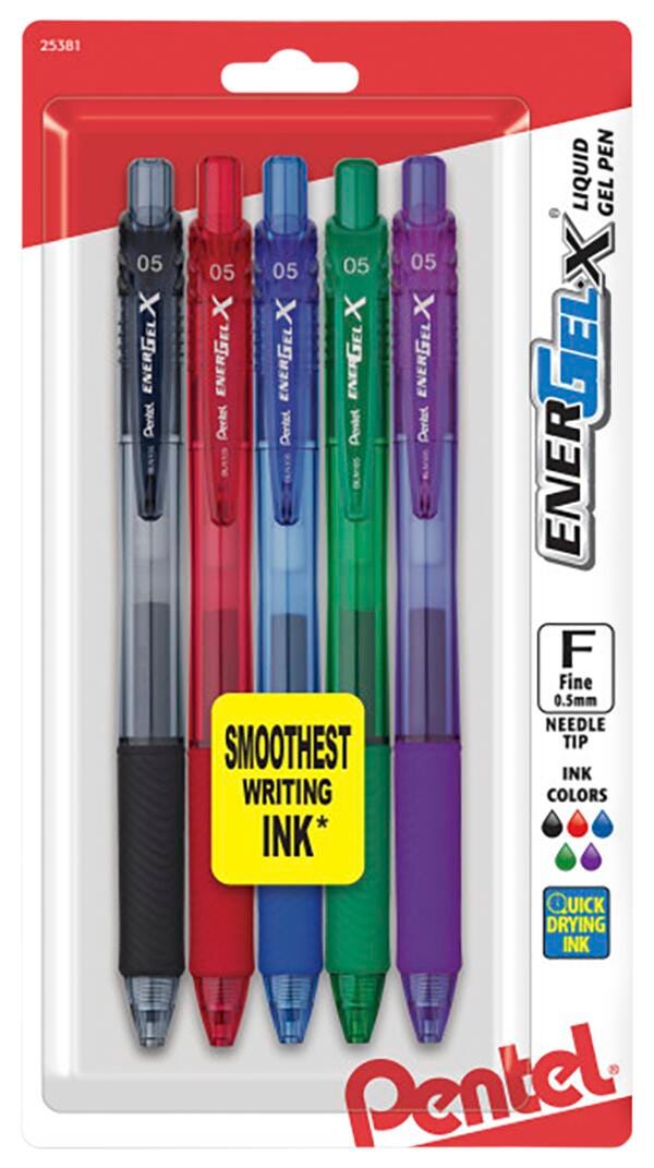 PEN GEL ENERGEL-X RETRACTABLE .5MM ASST CLASSIC SET OF 5