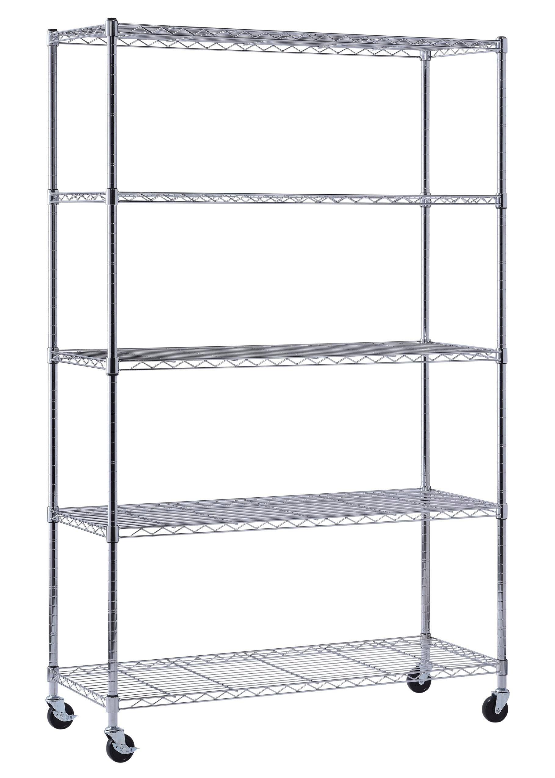 SANDUSKY MOBILE WIRE SHELVING - 48 W X 18 D X 72 H IN - 5 SHELVES - CHROME