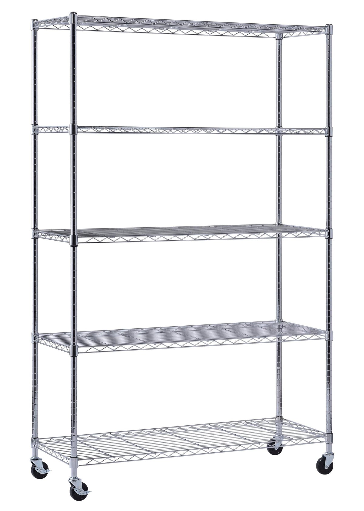 SANDUSKY MOBILE WIRE SHELVING - 48 W X 18 D X 72 H IN - 5 SHELVES - CHROME