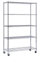 SANDUSKY MOBILE WIRE SHELVING - 48 W X 18 D X 72 H IN - 5 SHELVES - CHROME