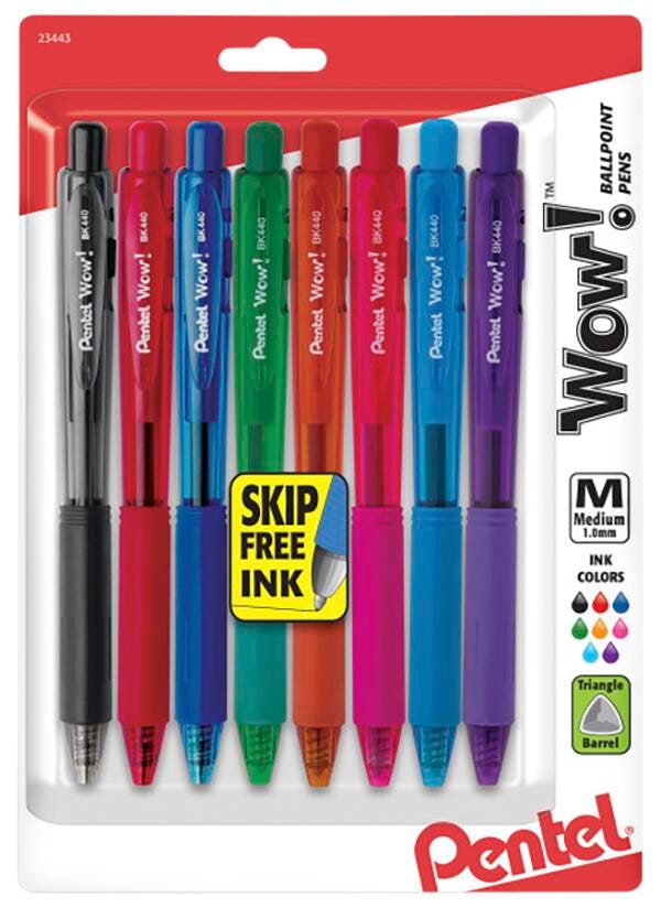 PEN WOW! RETRACTABLE BALLPOINT 1.0MM ASST CLRS SET OF 8