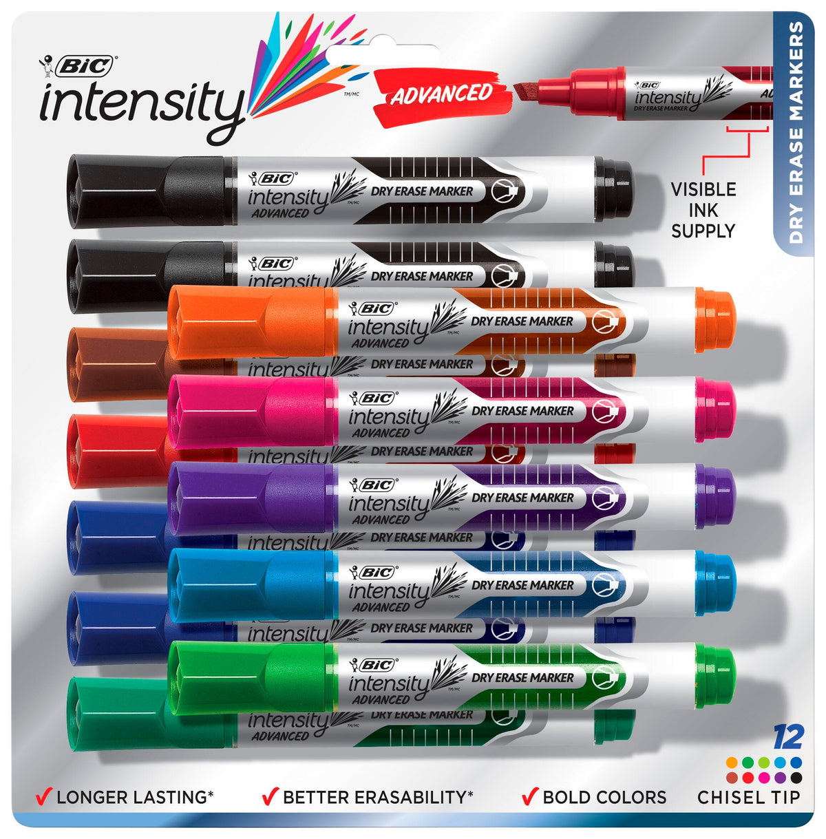 MARKER DRY ERASE ADVANCED CHISEL ASST SET OF 12